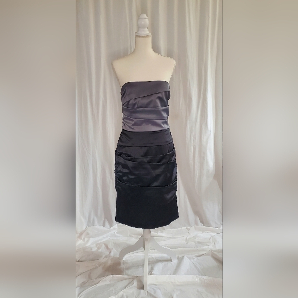 NWT White House Black Market Satin Rutched Strapless Midi Dress Women's Size 10